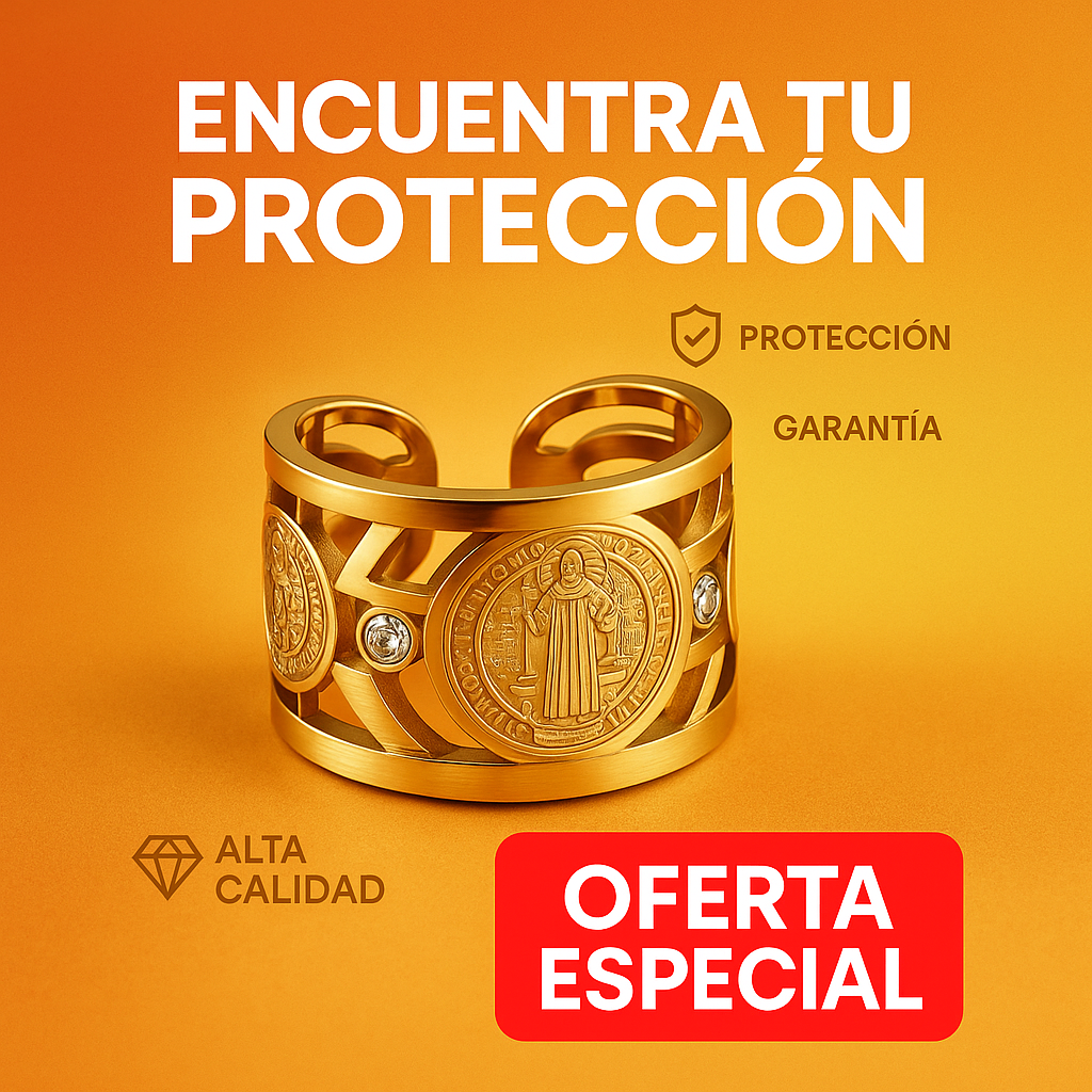 🙏ANILLO DE PROTECCION SAN BENITO®✝️ Baño de Oro 18K ✨
