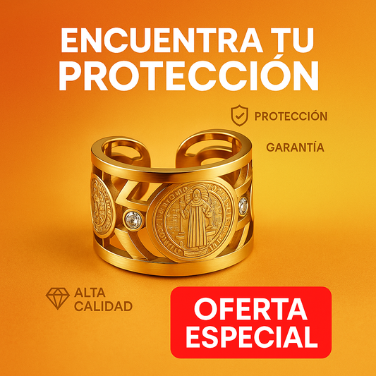 🙏ANILLO DE PROTECCION SAN BENITO®✝️ Baño de Oro 18K ✨