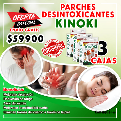 Parches Desintoxicantes Kinoki® Limpia tu cuerpo naturalmente mientras duermes 😴🦶🌿